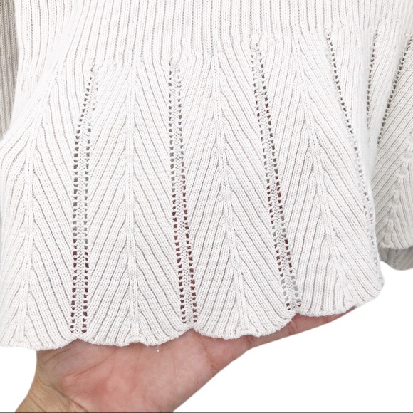 Kimchi Blue Crop Sweater Ivory Eyelet Ruffle Hem M - Picture 2 of 12